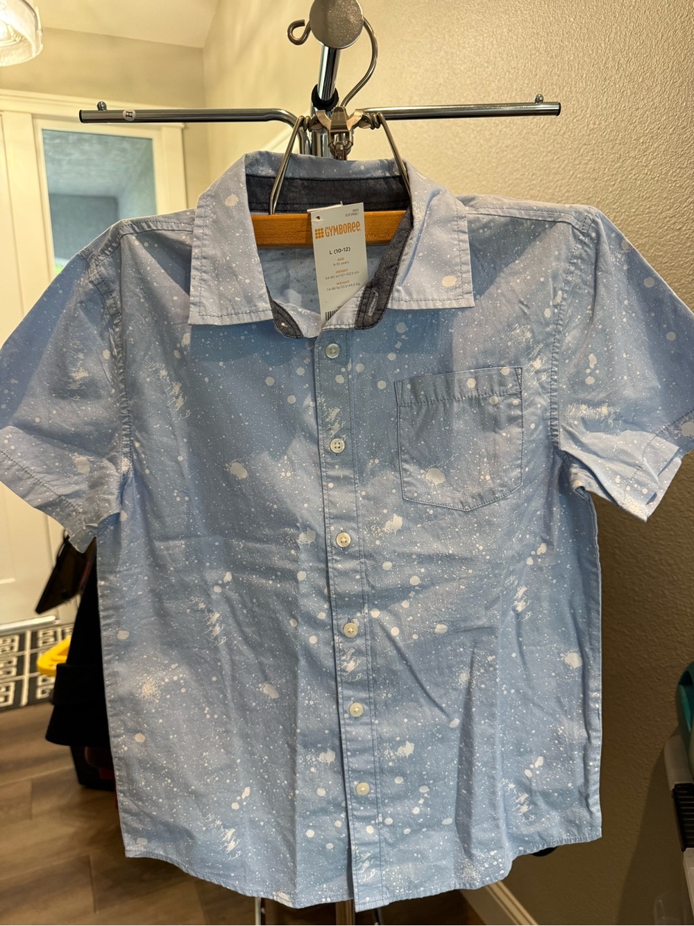 Gymboree Light Blue Button-Down Splatter Print Shirt boys size 10-12 new!!